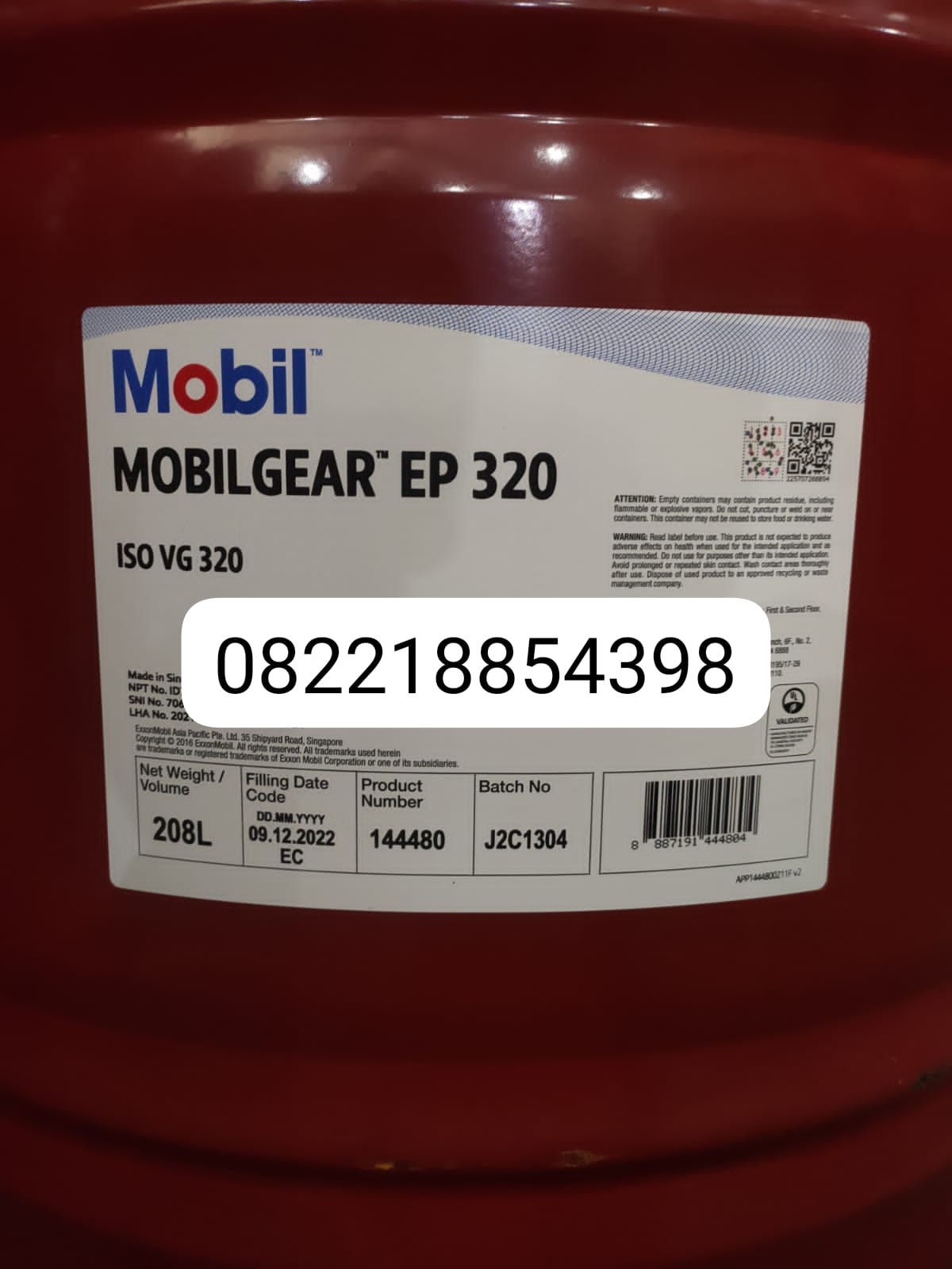 Mobilgear EP 320 Mineral Gear Oil, Drum 208 Lt